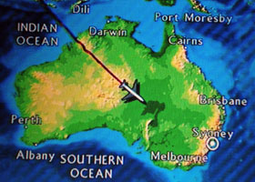 Flight map on a plane