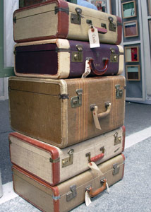 Stack of old luggage bags