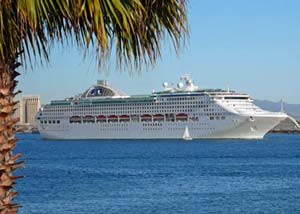 Cruise ship anchored in harbor