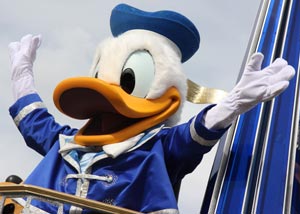 Donald Duck parading at Disney World
