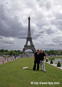 Couple in love front of Eiffel tower Paris