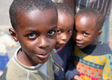 Three young boys in a orphanage in Moshi Tanzania