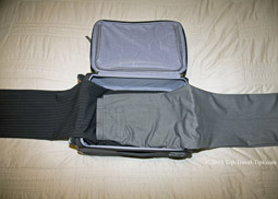 Folding packing method shown with two trousers
