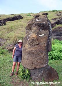 Asa Gislason with Moai statue Easter Island
