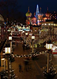 Tivoli garden in Copenhagen at night