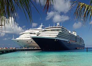 Two cruise liners in harbor