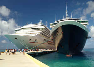 Two cruise ships in harbour