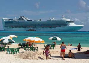 Cruise ship anchored at sea