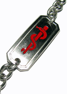 Diabetic symbol on diabetic jewelry bracelet