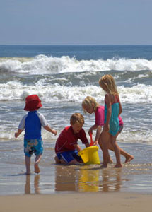 Children playing on a beach