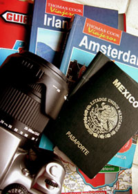 Passports and travel guide books