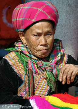 Portrait of an elderly woman in Sapa in Vietnam