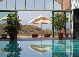 Spa swimming pool overlooking mountains