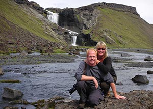 Tourists travelling in remote region of Iceland