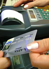 Shopper paying with a credit card