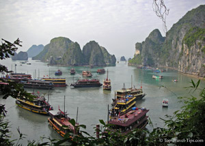 Ships in Halong bay in Vietnam