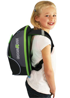 Young girl with Trunki BoostApak travel car seat converted into kid backpack